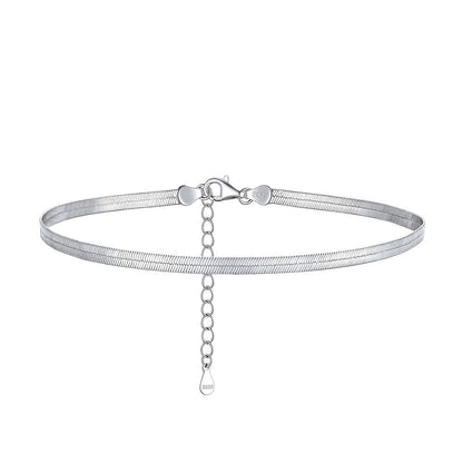 Sterling Silver Flat Snake Chain Anklet Bracelet for