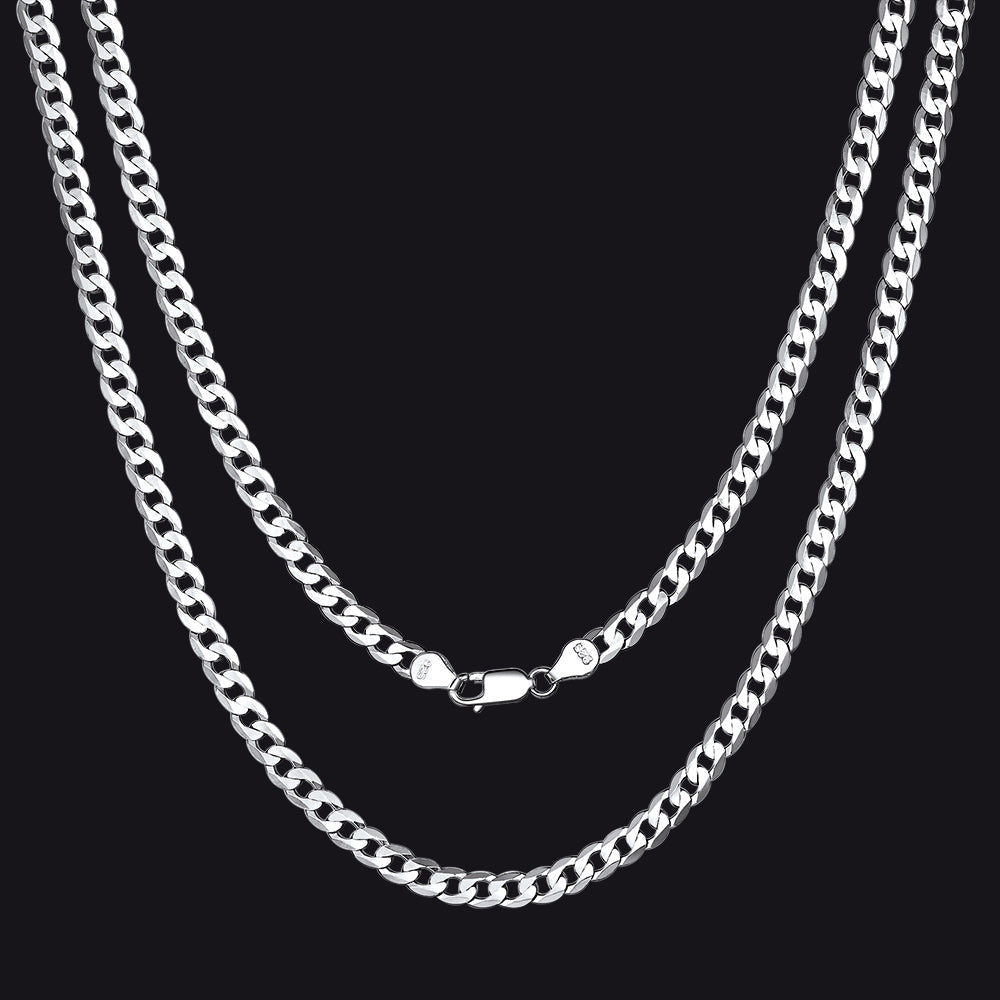 Sterling Silver Thick Curb Chain Link Necklace for