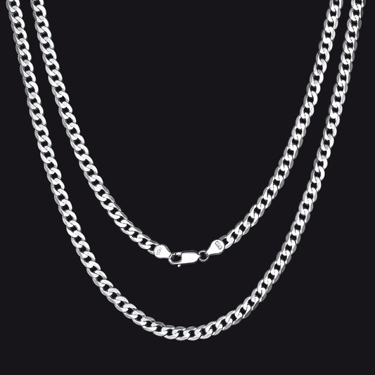 Sterling Silver Thick Curb Chain Link Necklace for