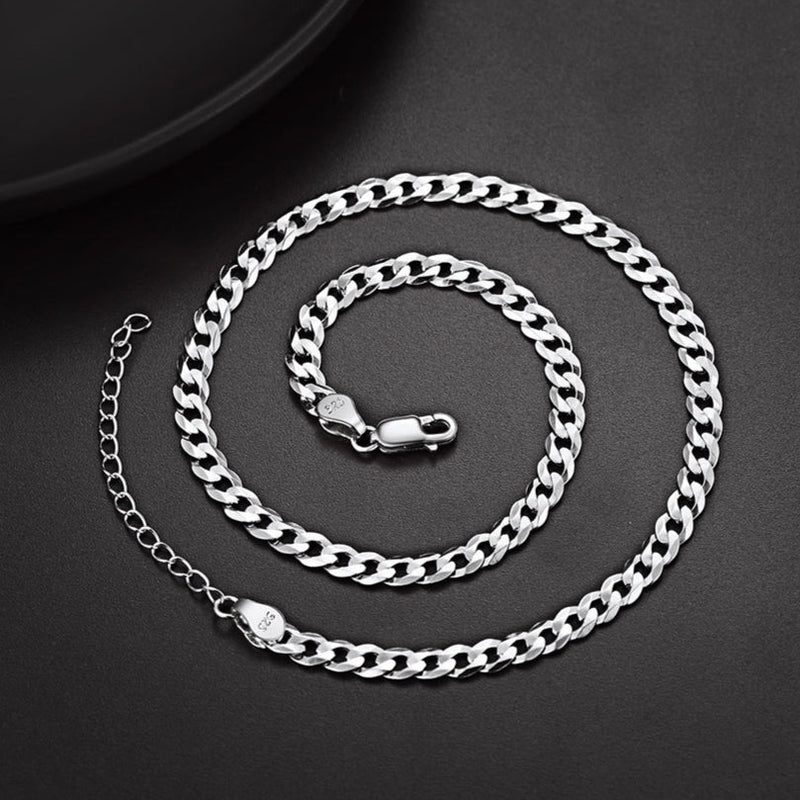 Sterling Silver Thick Curb Chain Link Necklace for