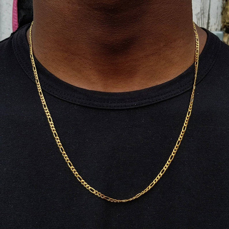 Figaro Link Chain Cuban Necklace for , 4/6/9/13 Mm Width