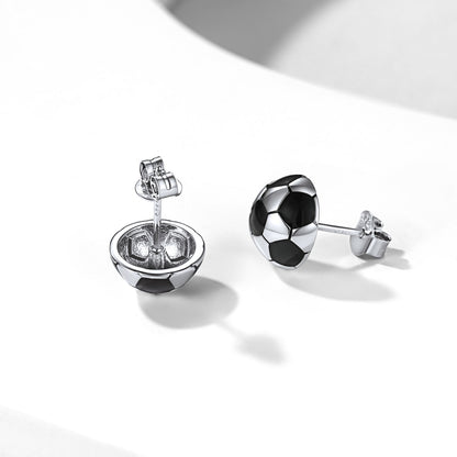 S925 Silver Sport 3d Soccer Ball Stud Earrings for Sport Fans
