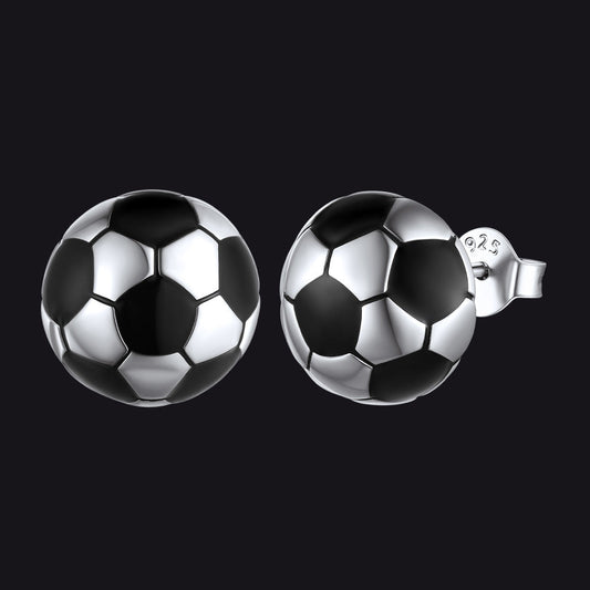 S925 Silver Sport 3d Soccer Ball Stud Earrings for Sport Fans