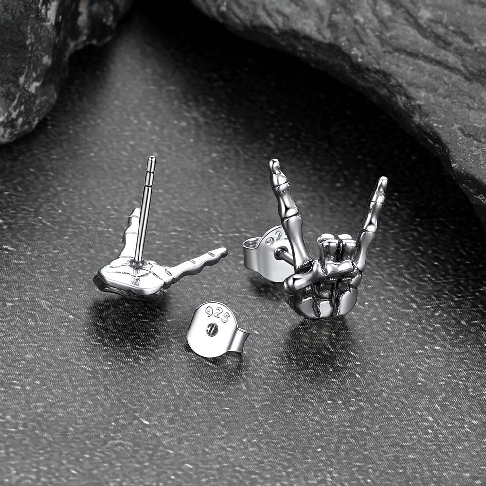 Skeleton Hand Stud Earrings for – 925 Sterling Silver Gothic Earrings