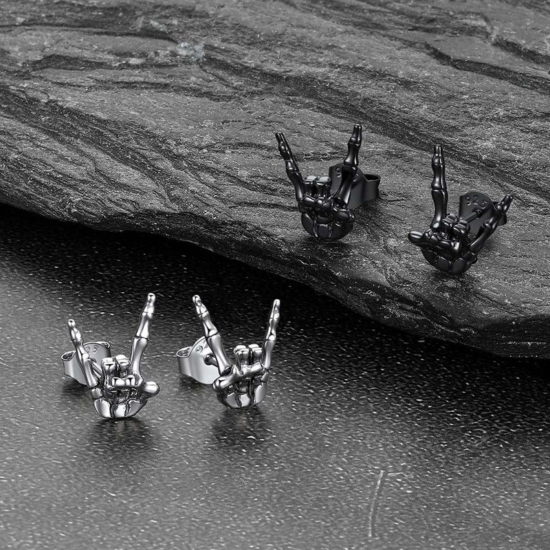 Skeleton Hand Stud Earrings for – 925 Sterling Silver Gothic Earrings