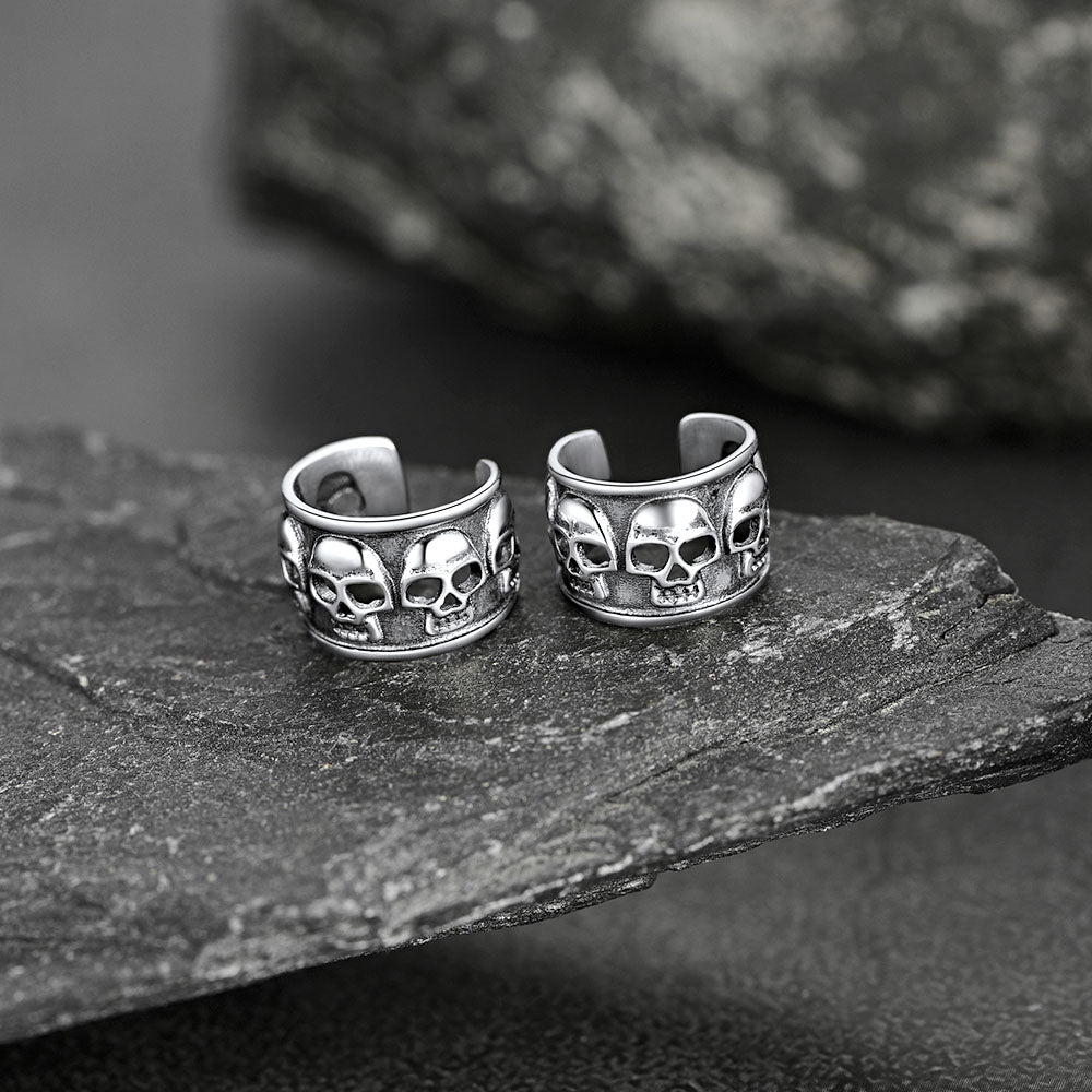 Sterling Silver Skull Ear Cuff Earrings Non-piercing for