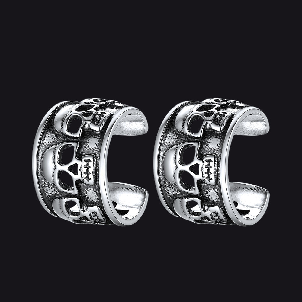 Sterling Silver Skull Ear Cuff Earrings Non-piercing for