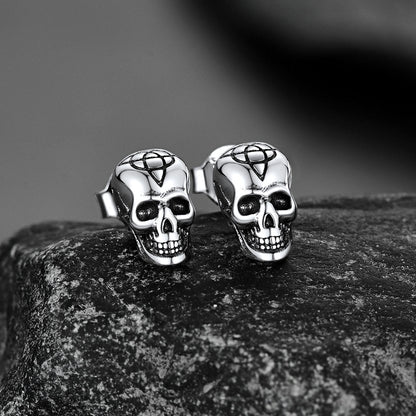 Celtic Triquetra Skull Stud Earrings for