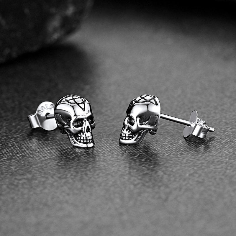 Celtic Triquetra Skull Stud Earrings for