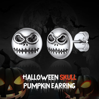 Silver Jack Skellington Stud Earrings for Halloween Gift