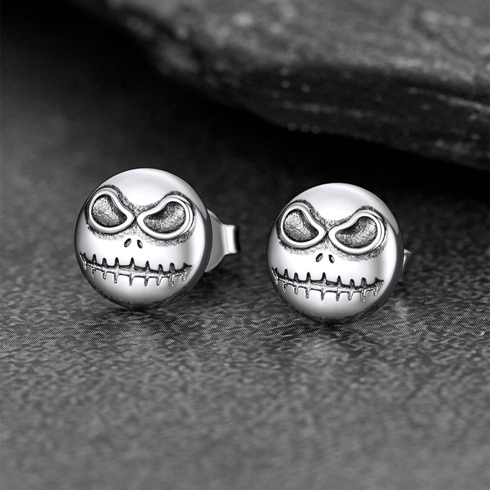 Silver Jack Skellington Stud Earrings for Halloween Gift