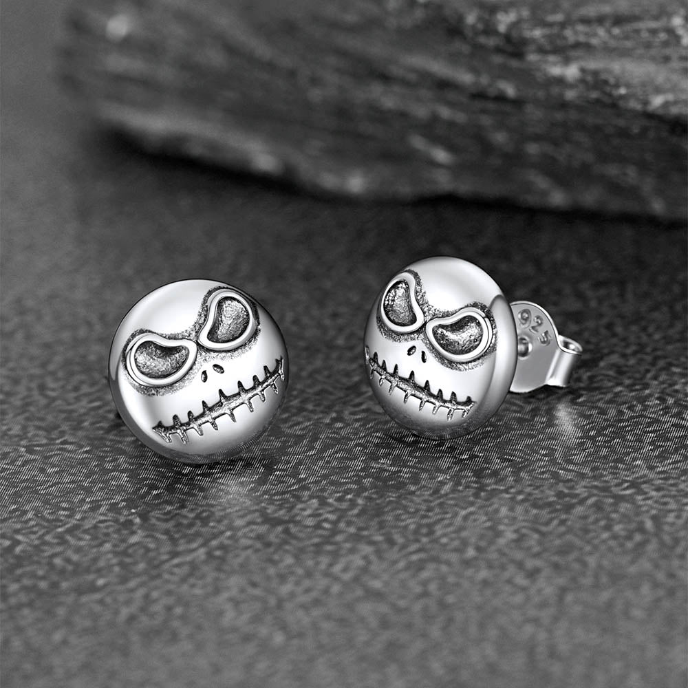 Silver Jack Skellington Stud Earrings for Halloween Gift