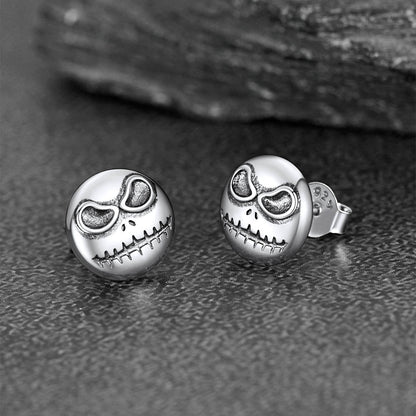 Silver Jack Skellington Stud Earrings for Halloween Gift