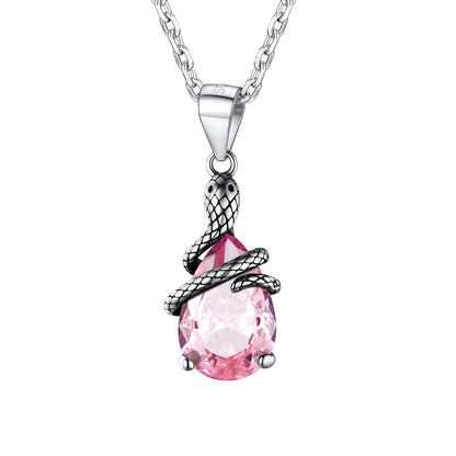 Crystal Snake Wrap Clear Quartz Birthstone Necklace