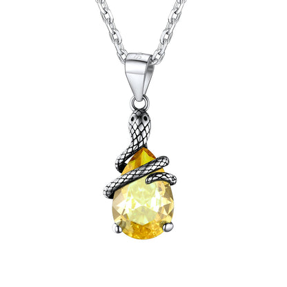 Crystal Snake Wrap Clear Quartz Birthstone Necklace