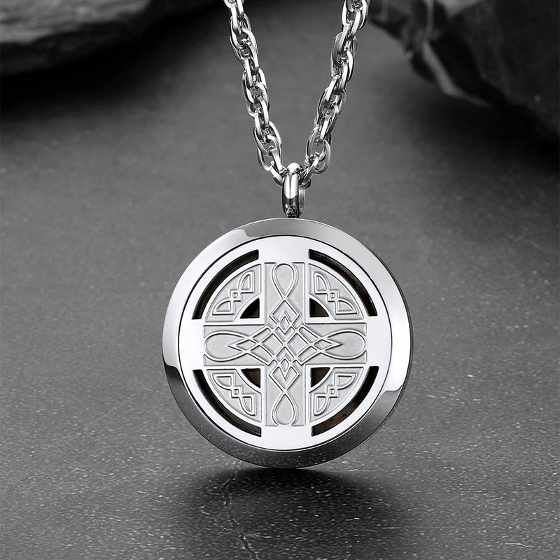 Custom Picture Celtic Knot Cross Locket Aromatherapy Essential Oil Necklaces for