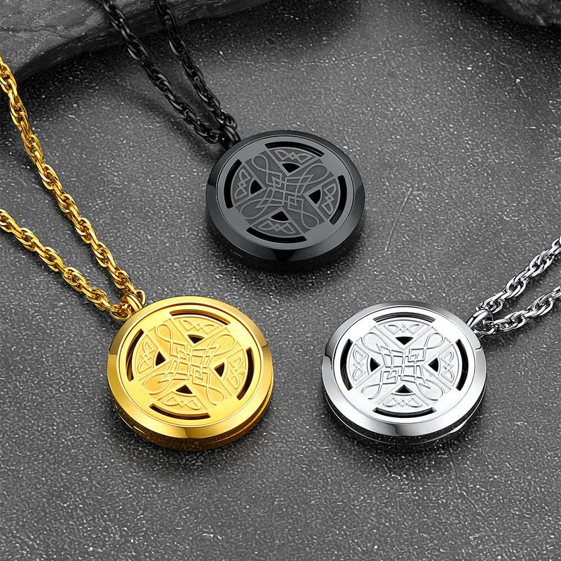 Custom Picture Celtic Knot Cross Locket Aromatherapy Essential Oil Necklaces for
