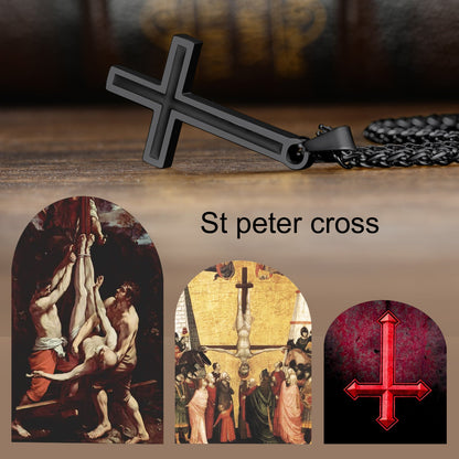 Enamel Upside Down Cross Necklace for