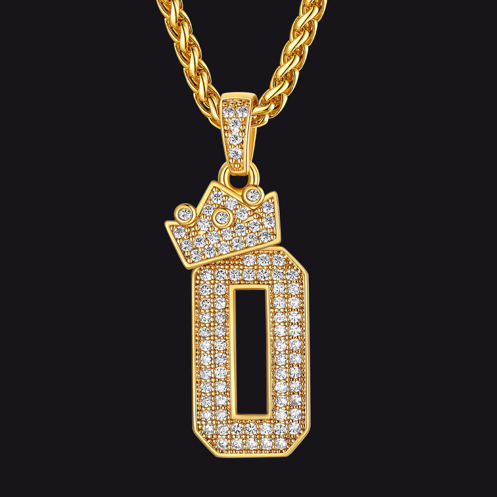Bling Crown Diamond Number Necklace for