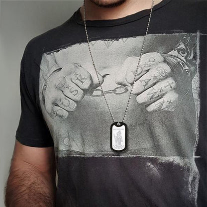 Custom Engraved Saint Christopher Dog Tag Necklace for