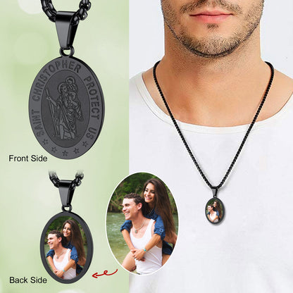 Personalized Saint Christopher Picture Necklace for