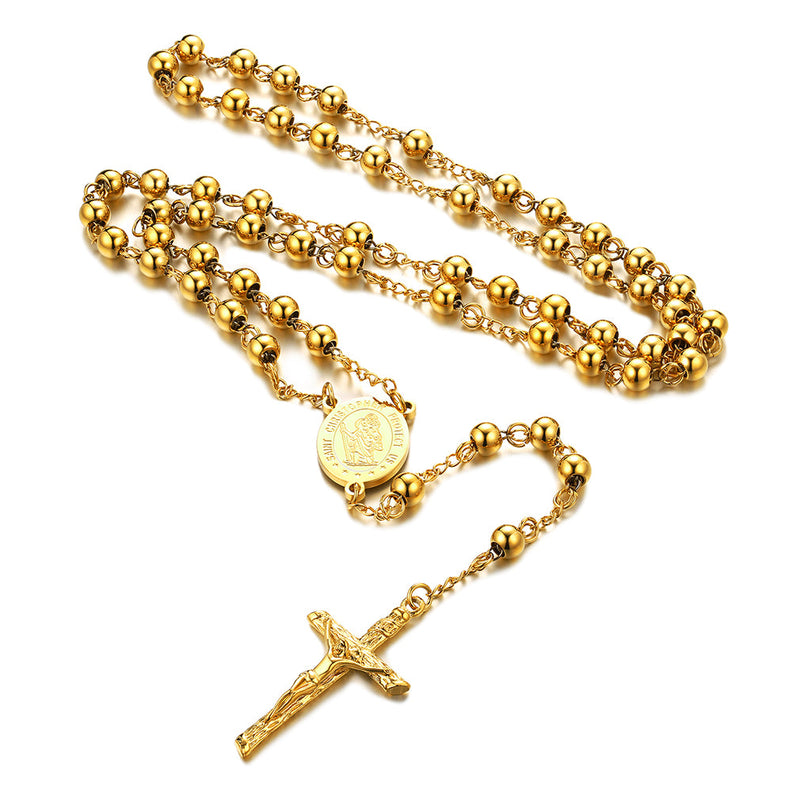 Rosary Beads Cross Necklace of Saint Christopher