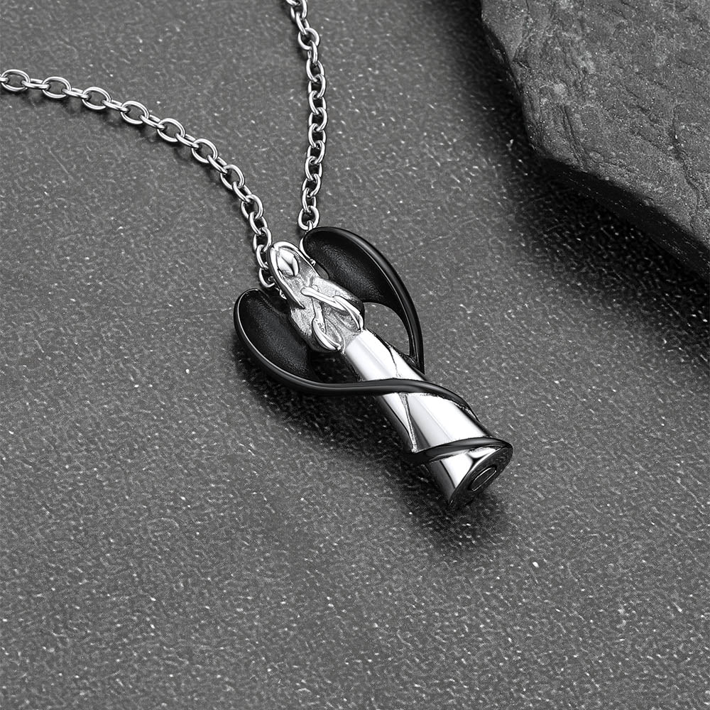 Virgin Mary Angel Wings Urn Cremation Pendant Necklace for Ashes
