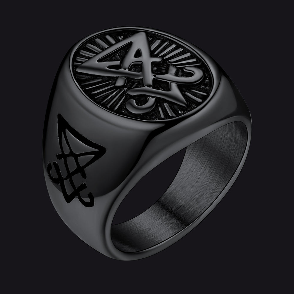 Satan Leviathan Cross Lucifer Signet Ring for
