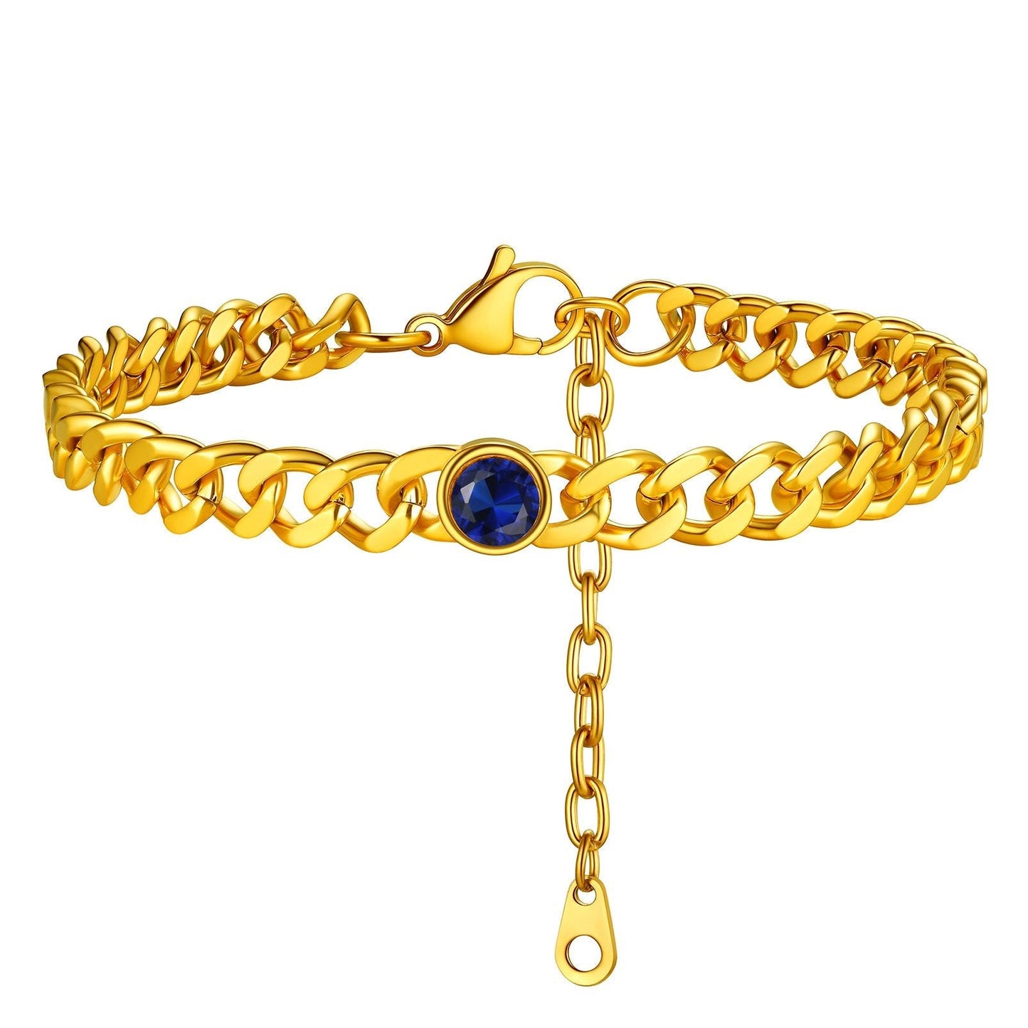 Personalized Birthstone Cuban Link Anklet for