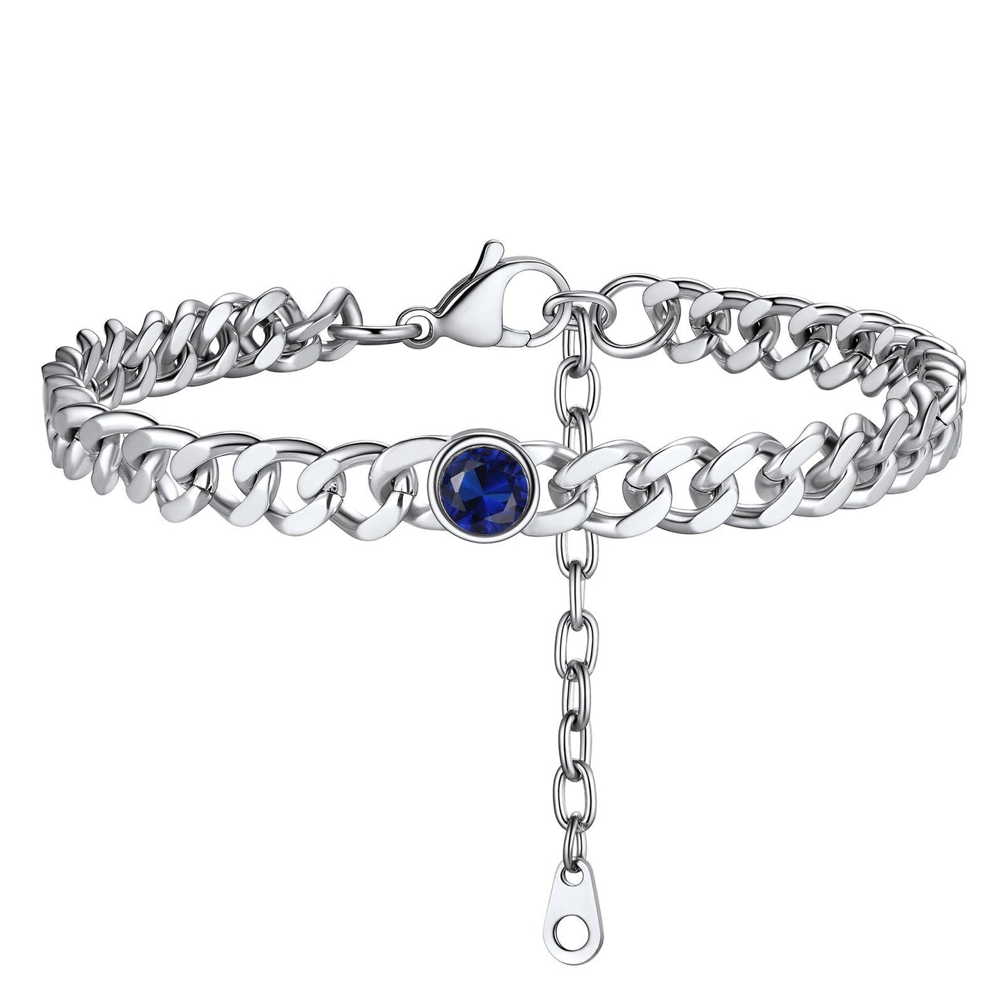 Personalized Birthstone Cuban Link Anklet for
