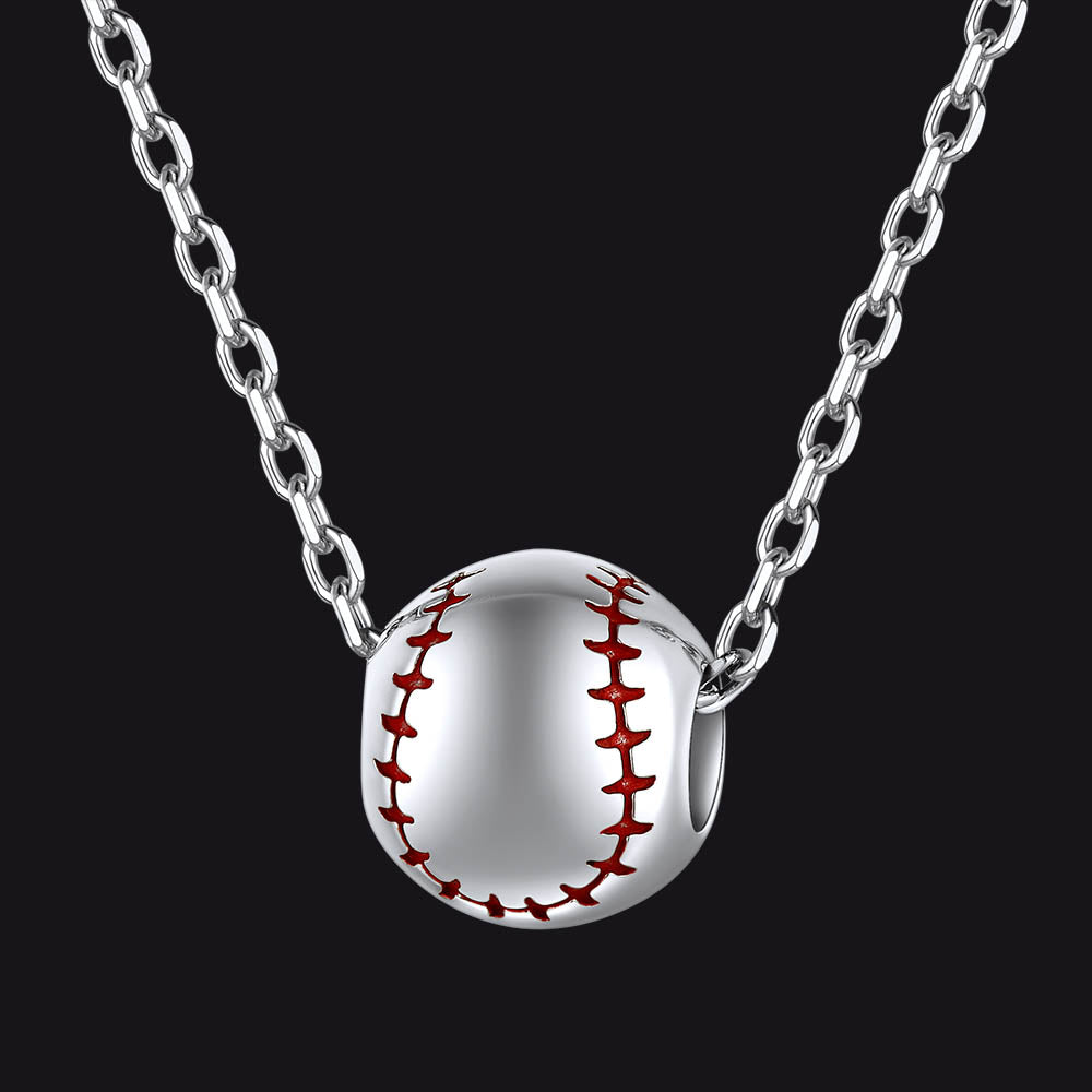 Sterling Silver Baseball Pendant Necklace for