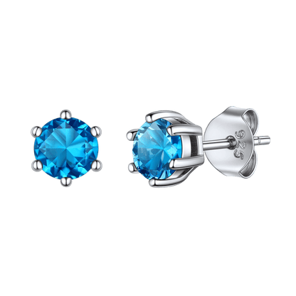 925 Sterling Silver Birthstone Stud Earrings for