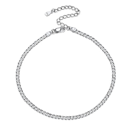 3mm Sterling Silver Cuaba Chain Anklet for