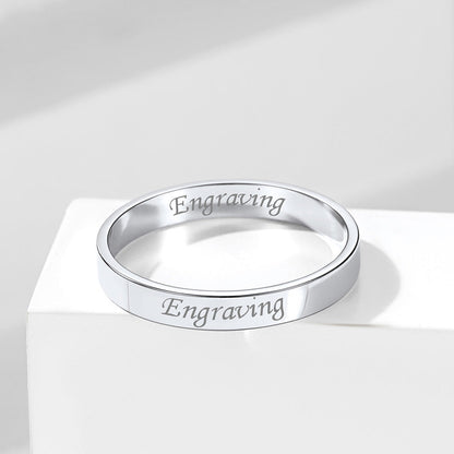925 Sterling Silver Custom Simple Band Ring for Couple , 3mm/5mm