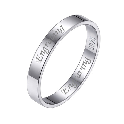 925 Sterling Silver Custom Simple Band Ring for Couple , 3mm/5mm