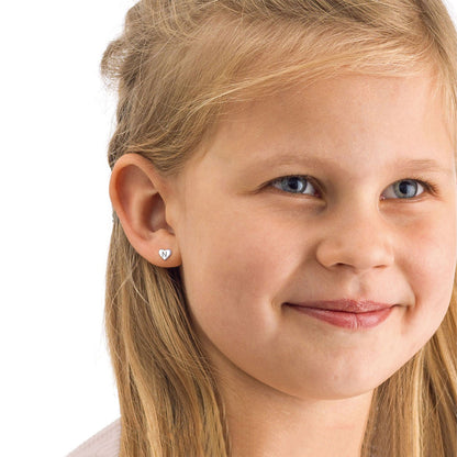 Sterling Silver Heart Initial Letter Stud Earrings for Girl Baby
