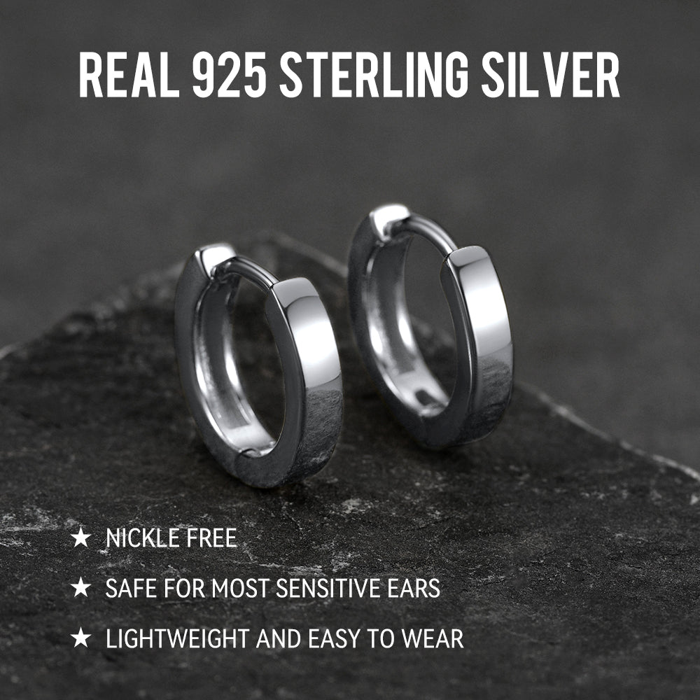 Sterling Silver Huggie Hoop Classic Earrings for