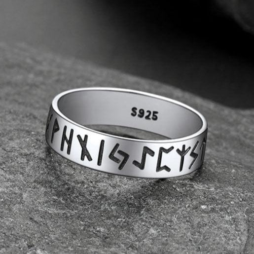 Sterling Silver Norse Viking Runes Ring for