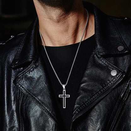 Christian Black Enamel Cross Necklace for