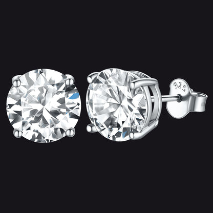 Sterling Silver Diamond Stud Earrings for