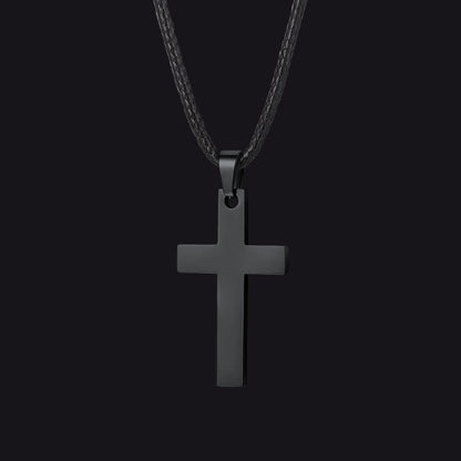 Simple Cross Braided Leather Pendant Necklace for Christian