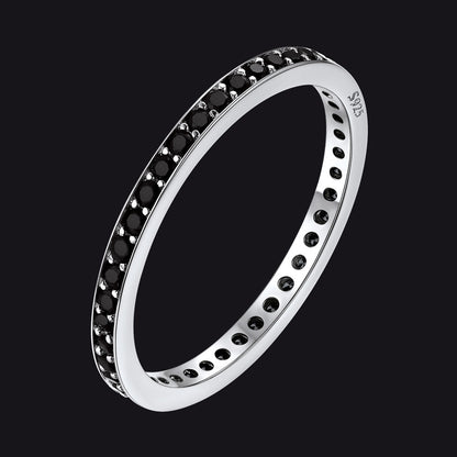 S925 Silver Simple Cubic Zirconia Band Ring Couple Bff Gift