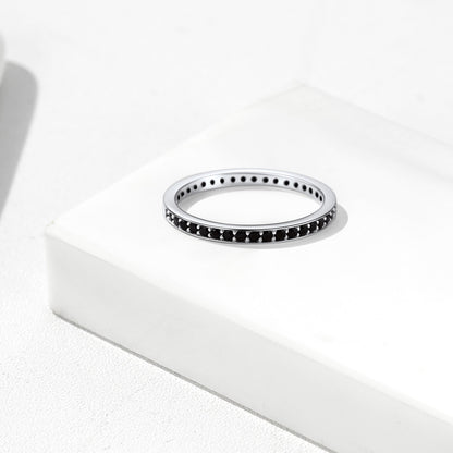 S925 Silver Simple Cubic Zirconia Band Ring Couple Bff Gift