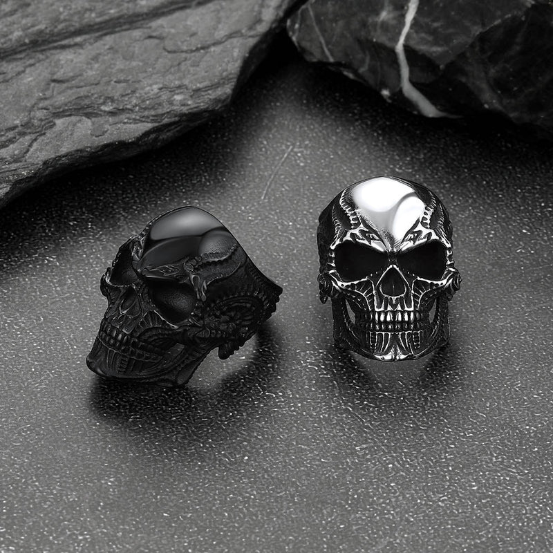 Biker Gothic Skull Ring for in Stainless Steel