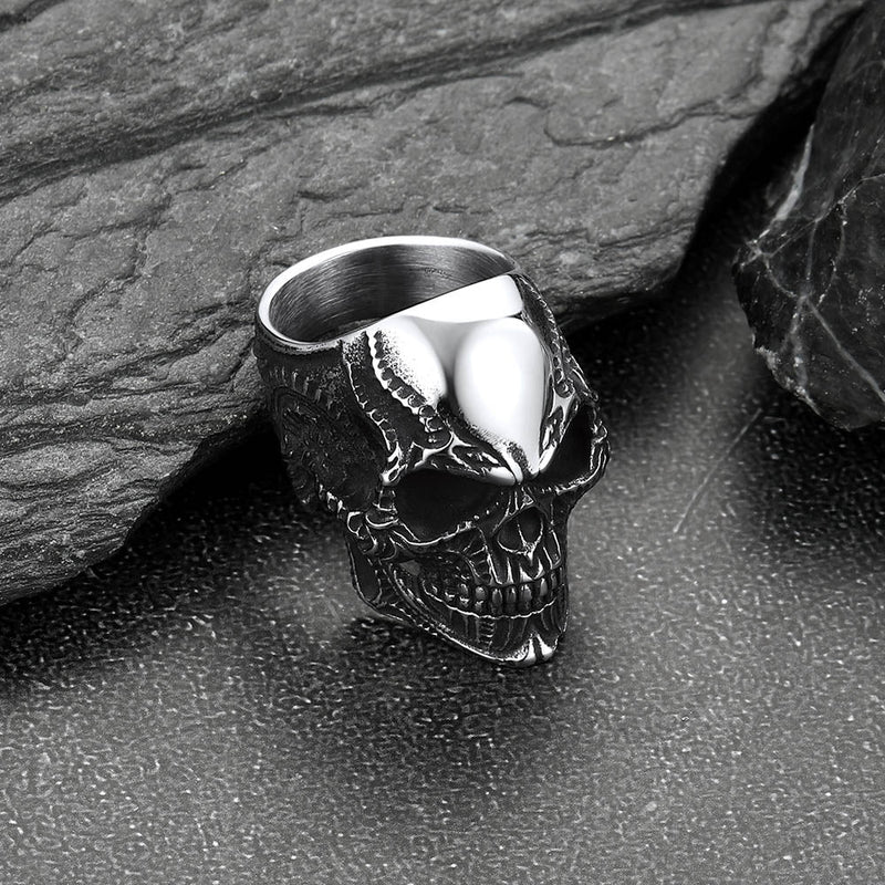 Biker Gothic Skull Ring for in Stainless Steel