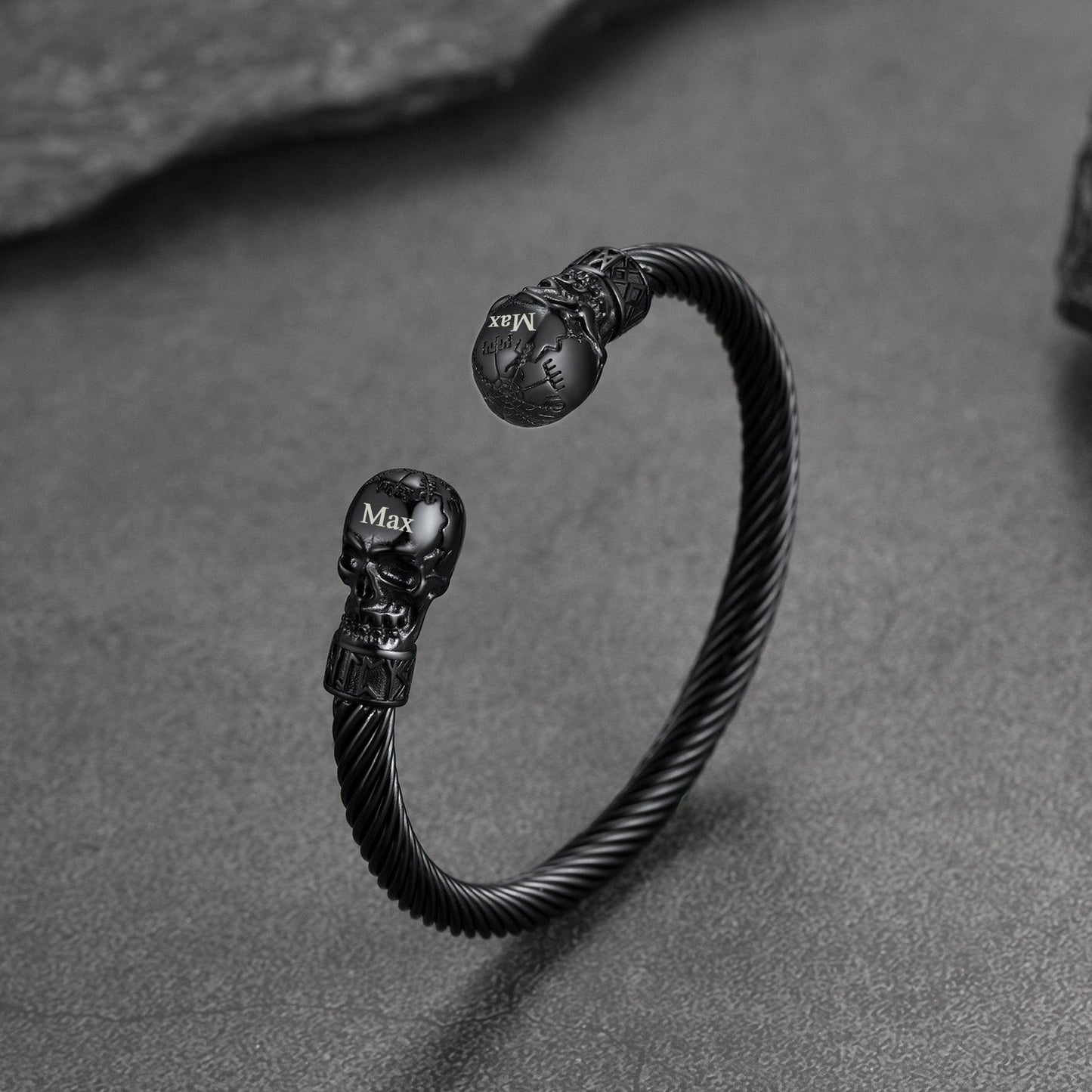 Viking Skull Cuff Bracelet Adjustable Bangle for