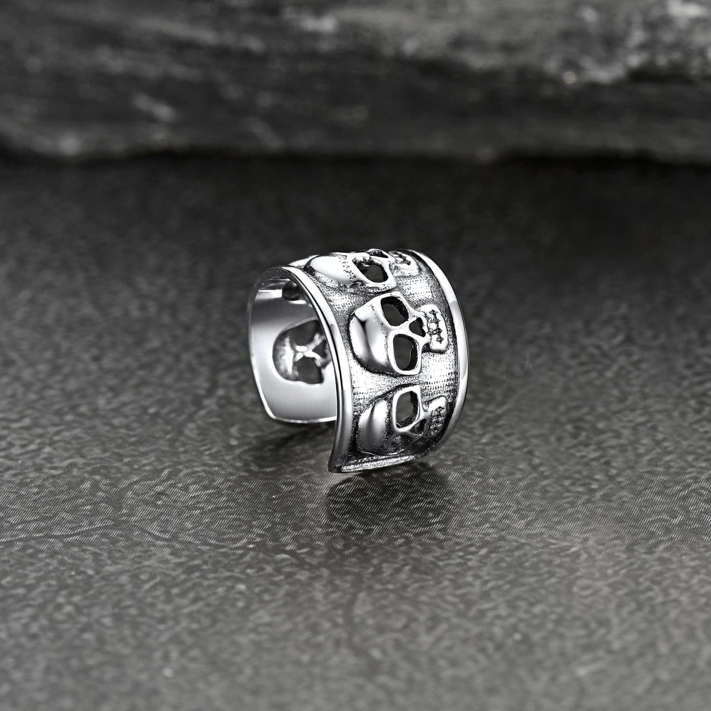Sterling Silver Skull Ear Cuff Earrings Non-piercing for