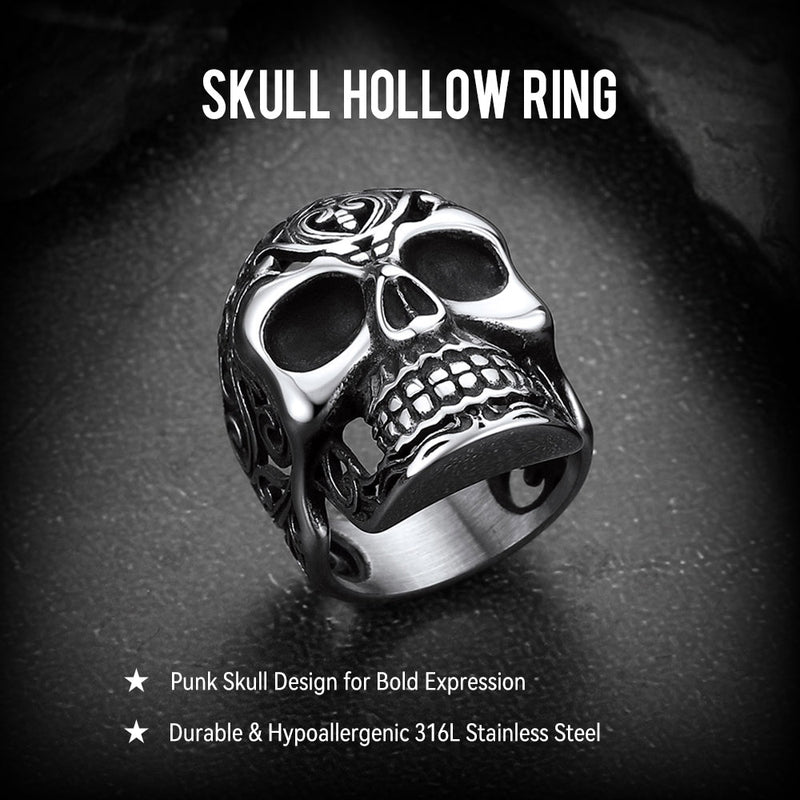 Gothic Skull Hollow Sugar Stainless Steel Ring for