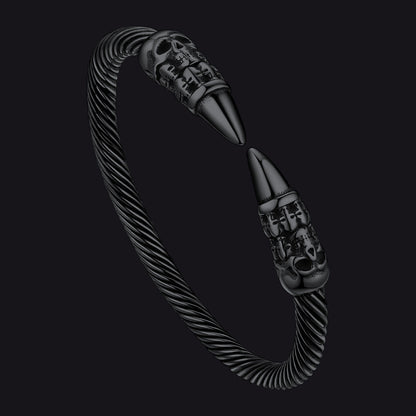 Gothic Punk Skull Open Cuff Bangle Bracelet for