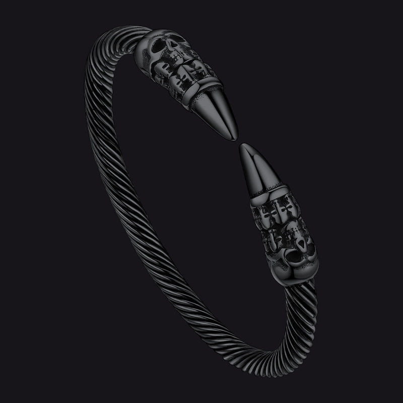 Gothic Punk Skull Open Cuff Bangle Bracelet for
